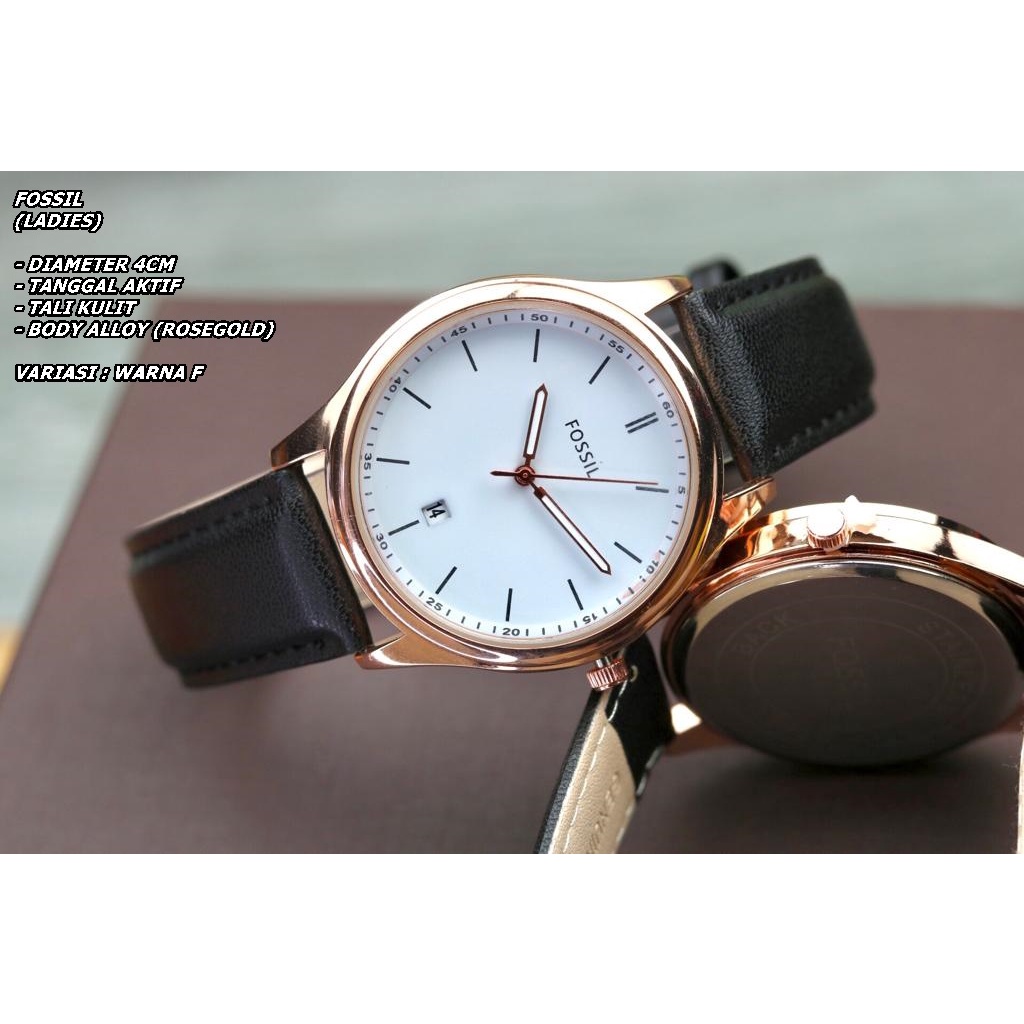 JAM TANGAN WANITA FASHION TALI KULIT BODY ALLOY ROSE GOLD TANGGAL AKTIF