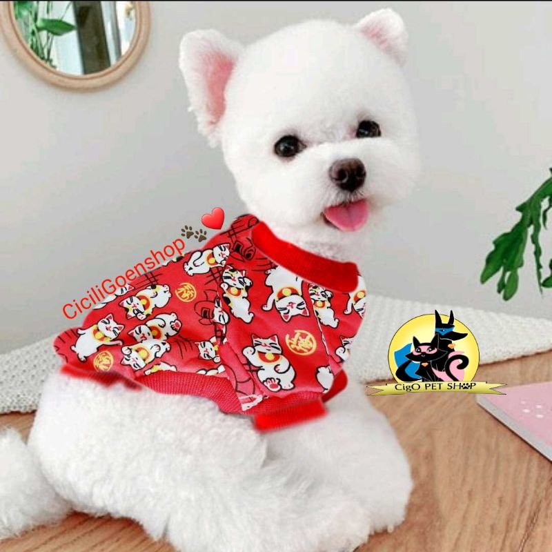 sweater natal imlek Baju Anjing kucing MOTIF Hangat Tebal cat Dog Clothes