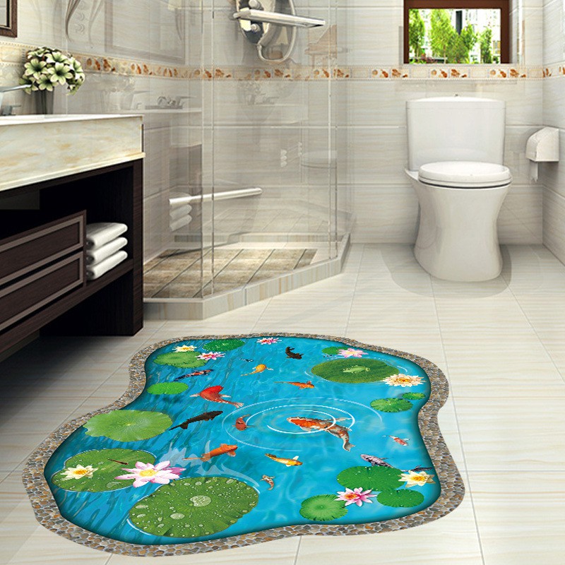 Reliza Wall Sticker Fish Pond Teratai Ikan Koi Stiker Dinding LDR9288