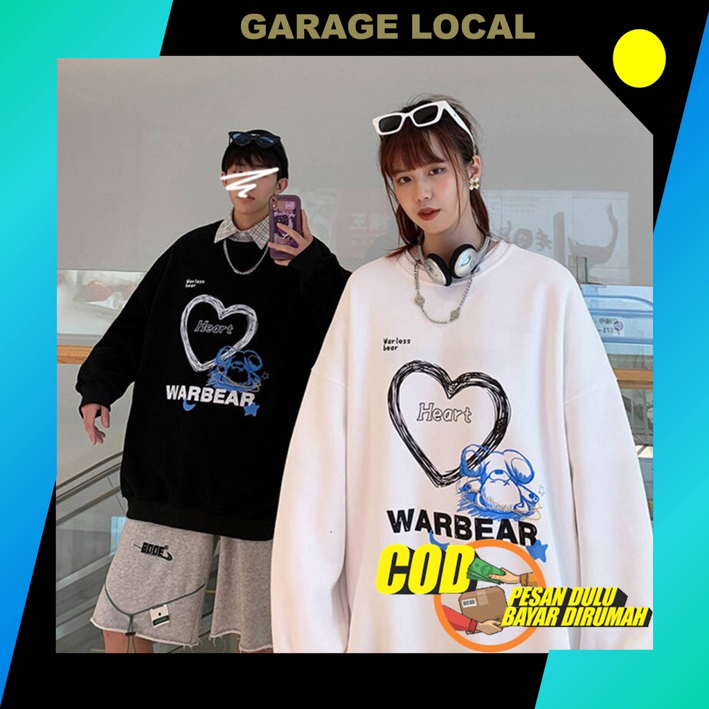 Sweater Crewneck Couple Harajuku Korea Sweter Cn Copel Oversize Pria Wanita Switer Capel Over Size B