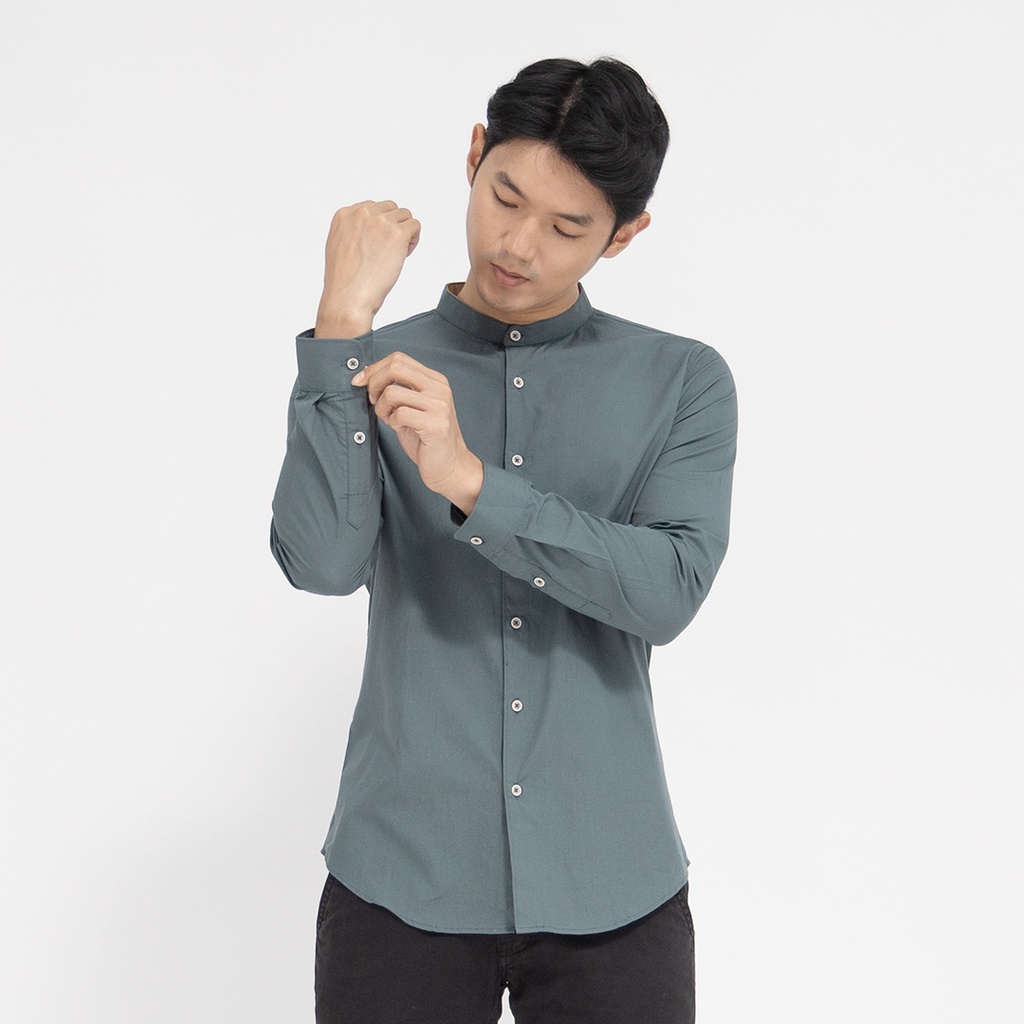 Kemeja koko hijau collarless green OXCON