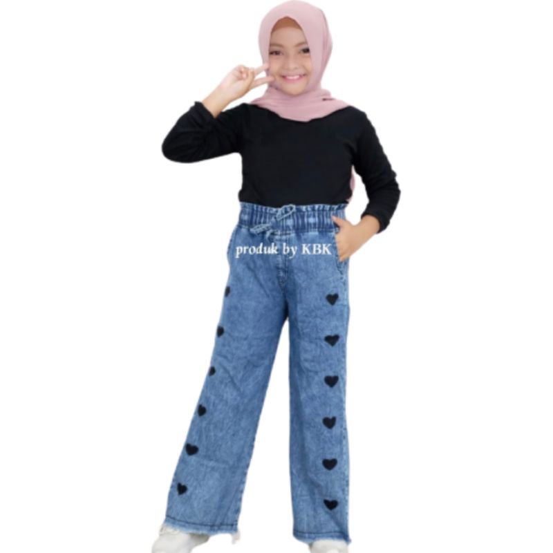 KULOT PANJANG ANAK PEREMPUAN//CELANA JEANS BORDIR USIA 7 SAMPAI 12TAHUN