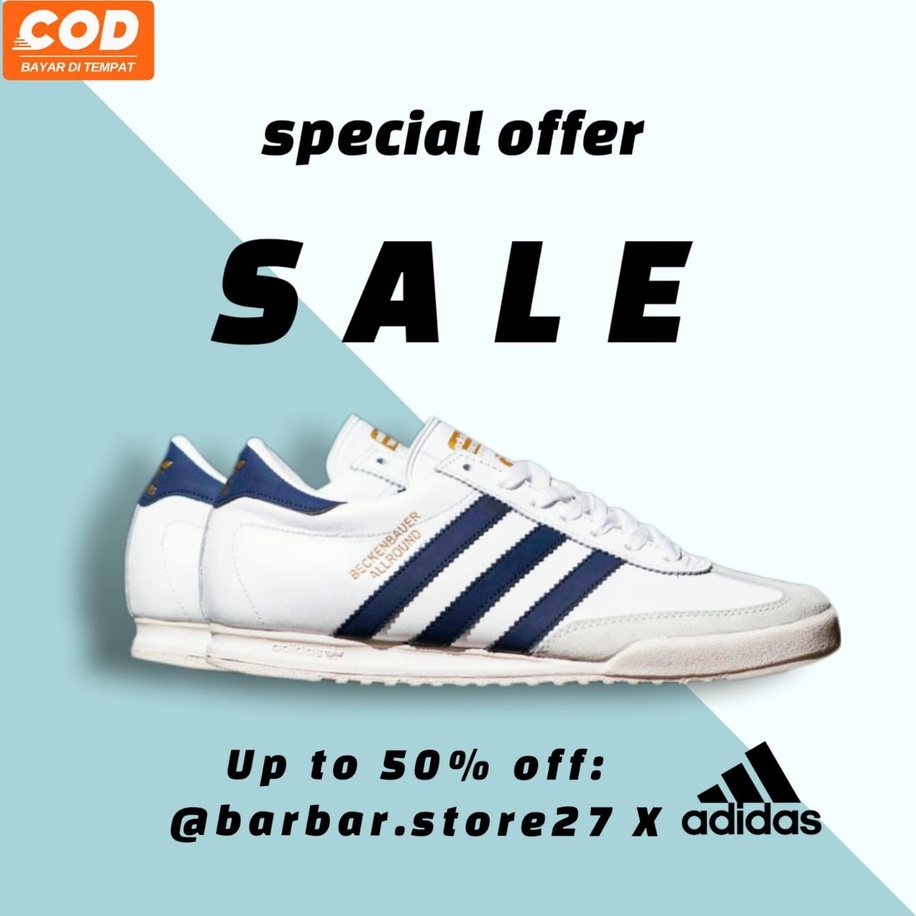 ADIDAS BECKENBAUER WHITE NAVY ORIGINAL SNEAKERS PRIA WANITA/SEPATU SNEAKERS ADIDAS ORIGINAL PRIA