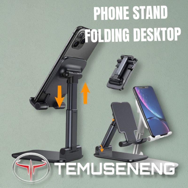 Phone Holder Standing Hp For Iphone Andorid Tablet Tab Stand Universal Folding Desktop Phone Stand Untuk Zoom Bisa Dilipat Dan Naik Turun