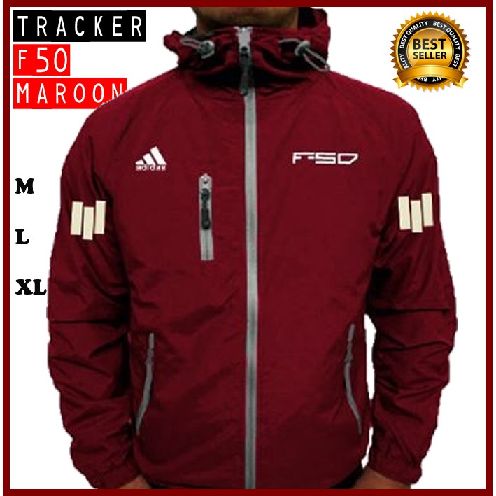 Jaket Parasut Adidas F50 Waterproof Outdoor Terbaru Merah Maroon