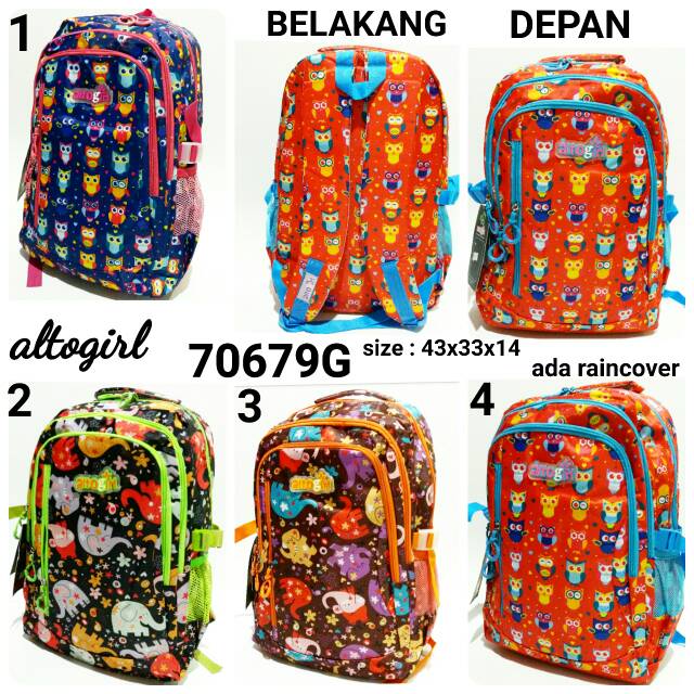 Tas sekolah ransel backpack wanita motif Altogirl 70679G murah dan terbaru