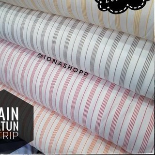 KODE PRODUK Kain katun  strip dasar putih lebar 150cm 