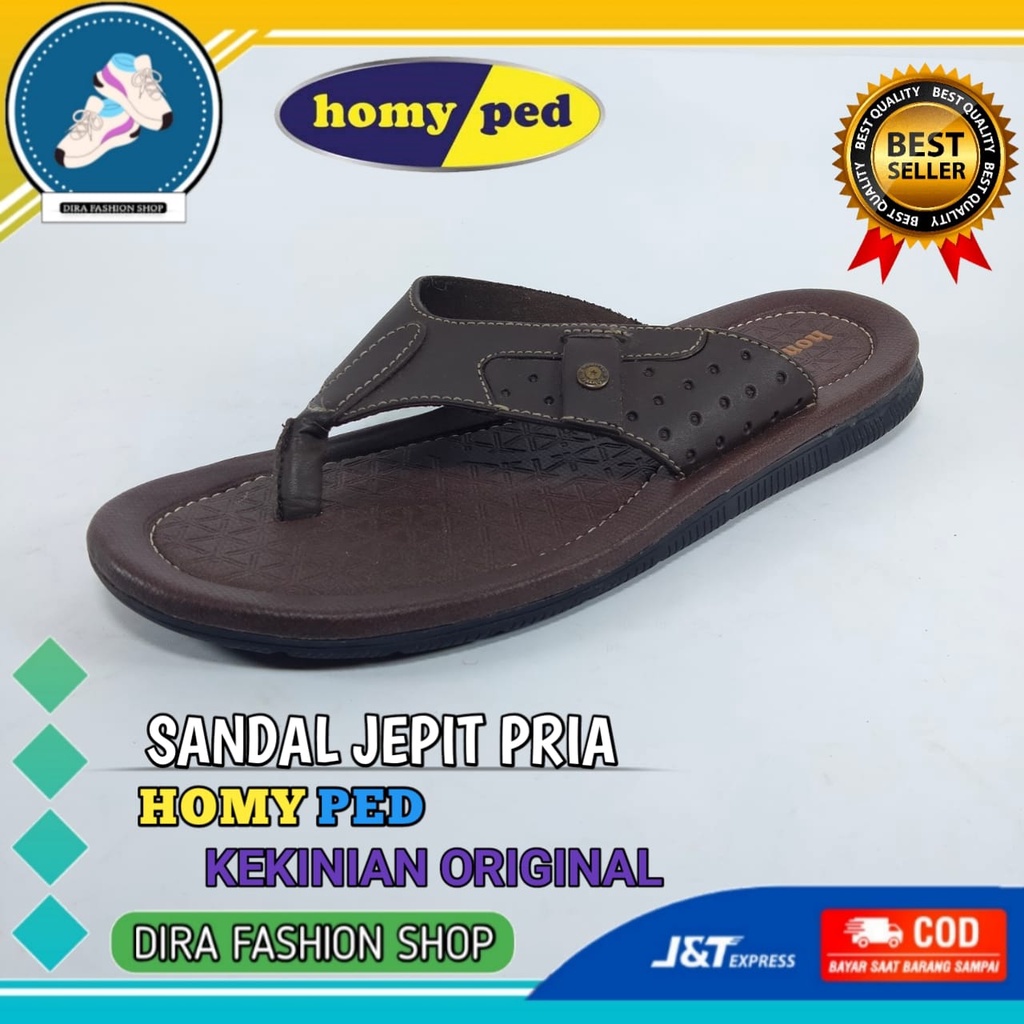 SENDAL LAKI-LAKI DEWASA SANDAL PRIA SLOP TERBARU KULIT HOMYPED KEKINIAN SIZE 41 ORIGINAL COKLAT