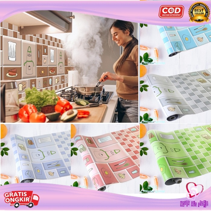 WALLPAPER Kitchen Anti Api Air & Minyak Wallpaper Dapur Kitchen Set Kamar Mandi Wallpaper Premium Da