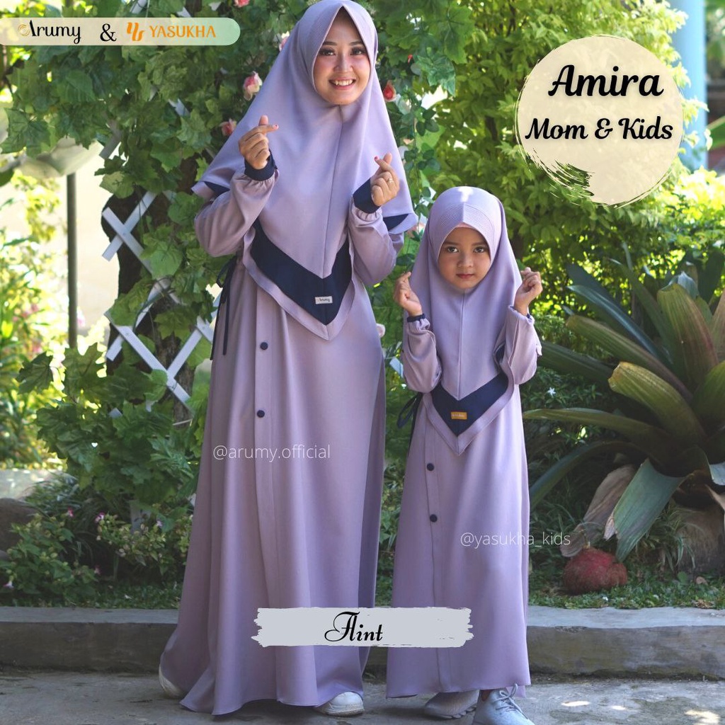GAMIS COUPLE IBU ANAK AMIRA BY ARUMY OFFICIAL YSHUKA KIDS DRESS BAJU BUSANA MUSLIM WANITA ANAK PEREM