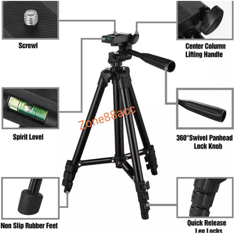 Tripod Kamera / Tripod Handphone / Tripod Hp / Tripod Camera Kaki Universal Free Holder U dan Tas Tongsi holder stand standing dudukan handphone hp kameras