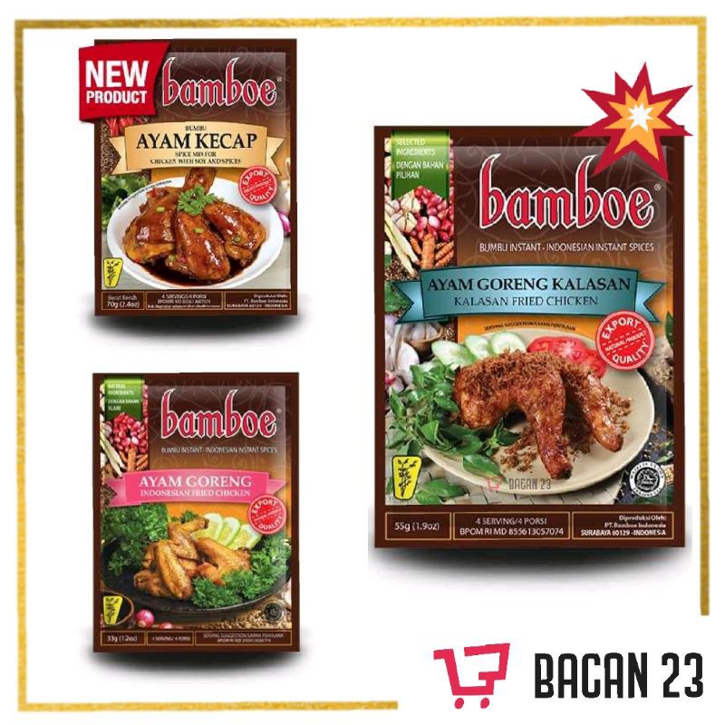 Bamboe Bumbu Instan 55gr ( Ayam Goreng Kalasan - Ayam Kecap - Ayam Goreng ) / Bacan 23 - Bacan23