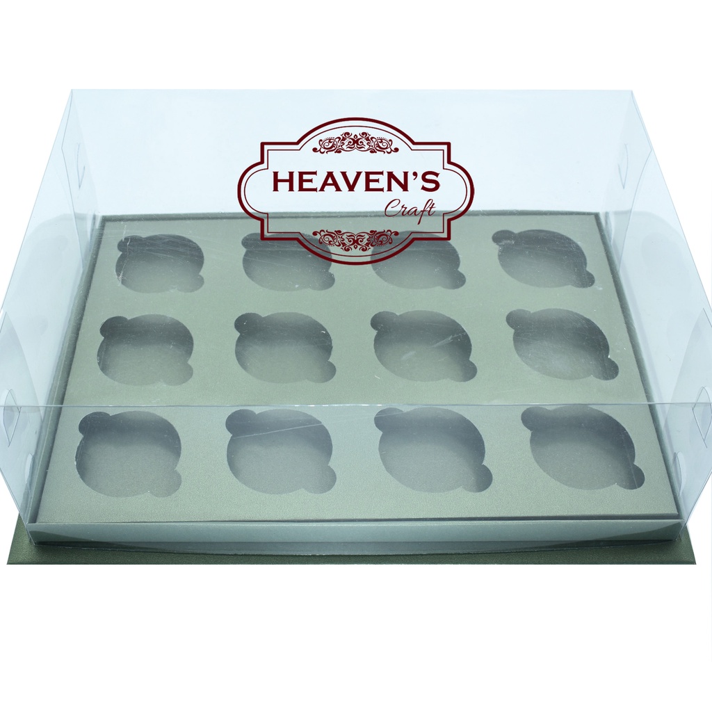 Box cupcake isi 12 hijau gelap