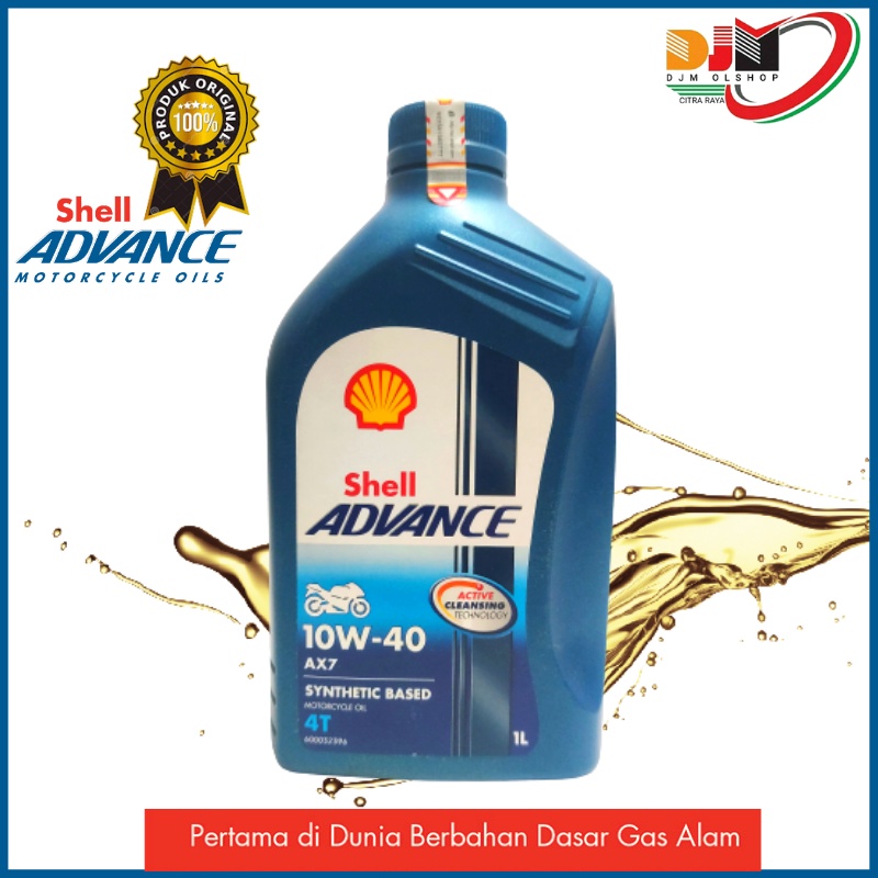 Oil Shell Advance AX7 4T synthetic based motorcycle oil 10W40 1L Original