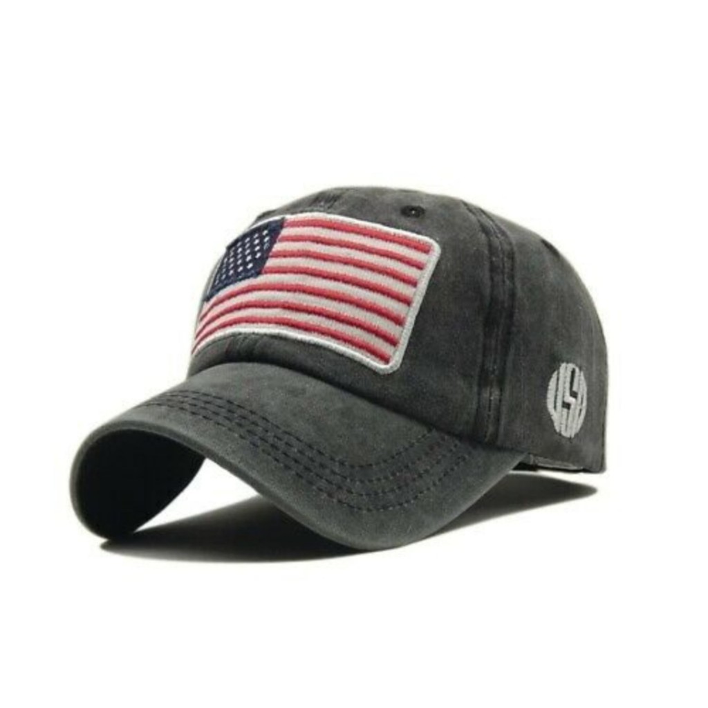 TOPI BASEBALL IMPORT USA AMERICA FLAG - BLACK
