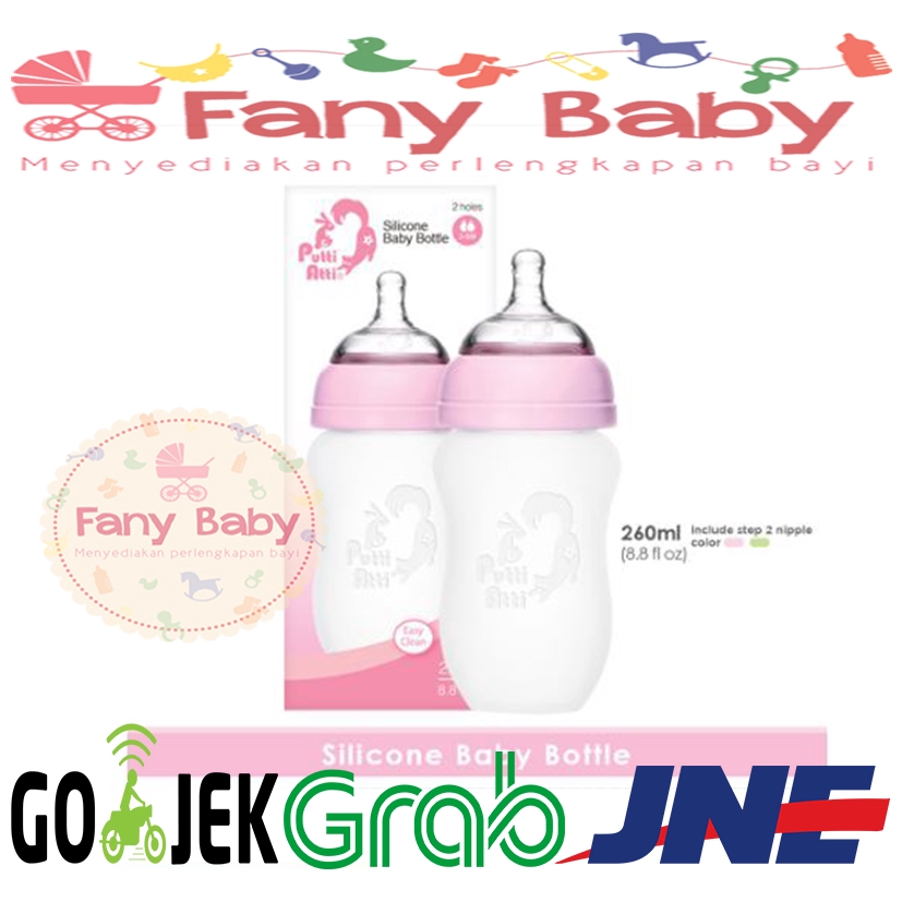 Putti Atti (260ml Pink) Silicone Baby Bottle 2 holes