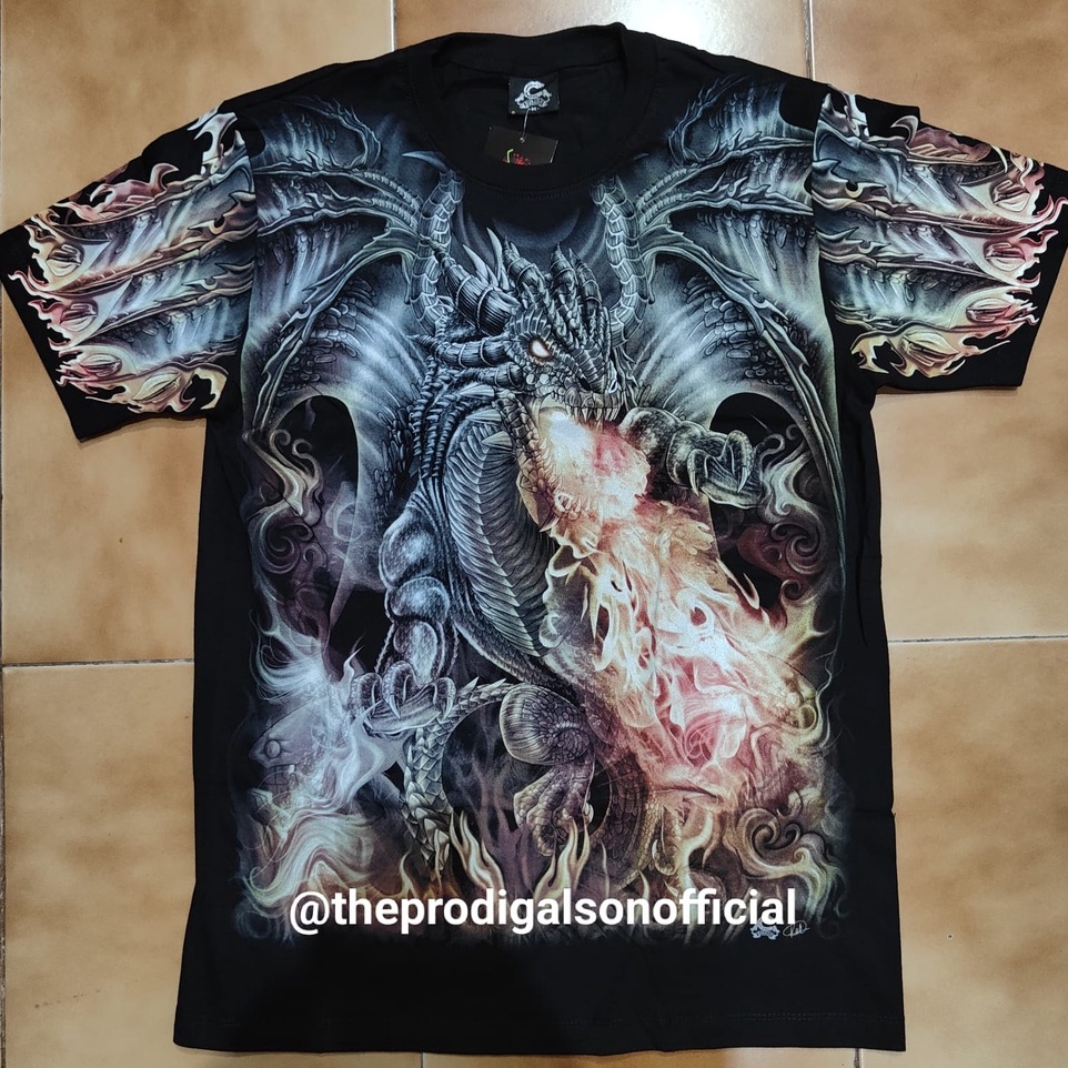 Kaos Rock Chang Caballo Import M, L dan XL Naga Full HD Glow in The Dark