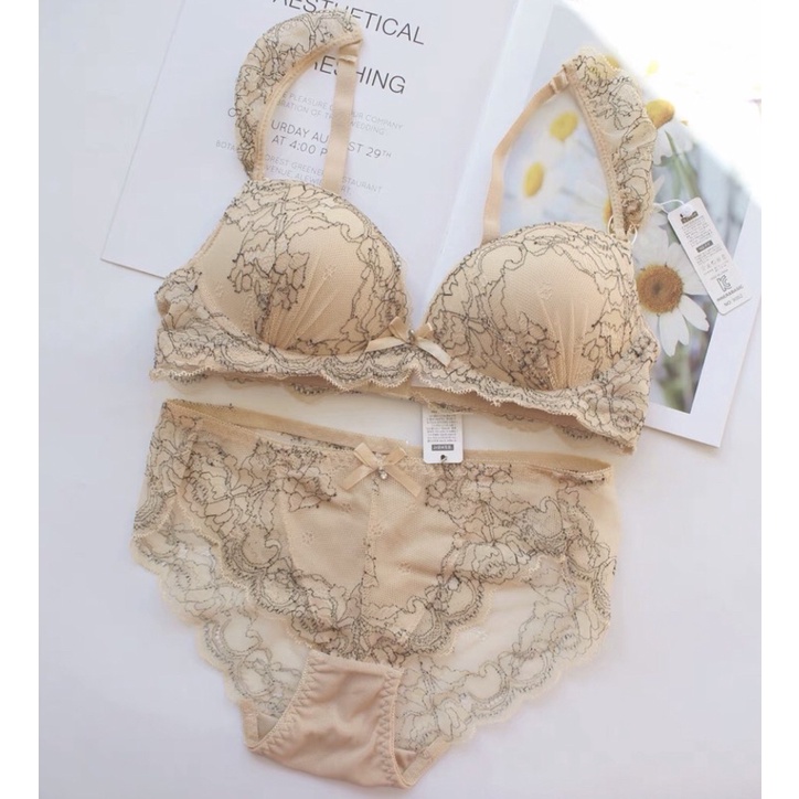 BRA SET (BS39D) (BRA+CD) FULL RENDA LACE PREMIUM BUSA PUSH UP TANPA KAWAT