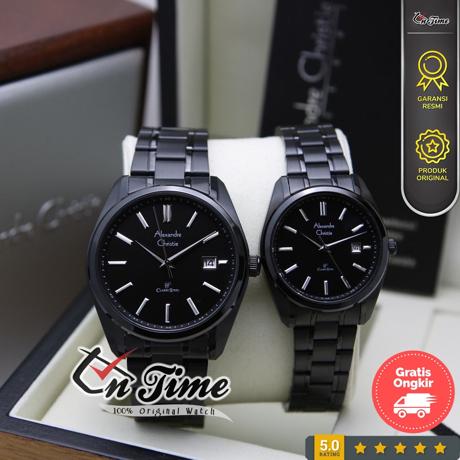 Jam Tangan Couple Alexandre Christie AC 8660 Stainless Ori