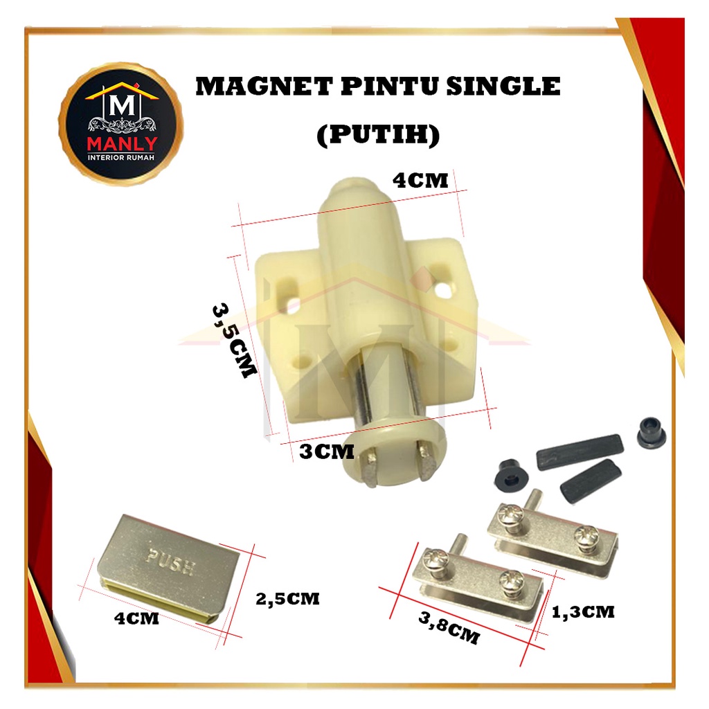 Magnet Pintu Kaca / Engsel Jepit Kaca / Singel &amp; Double Push Open, Isi 1 Set