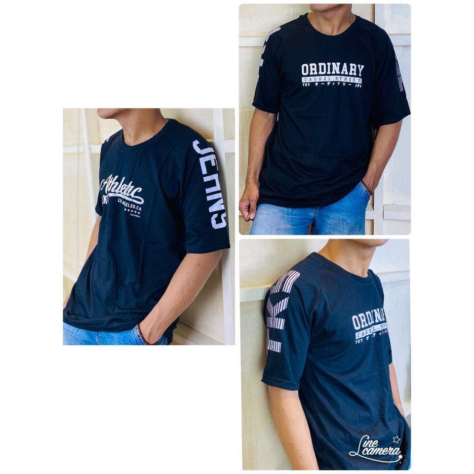 Kaos Distro Hitam Pria Simpel Tulisan Dada