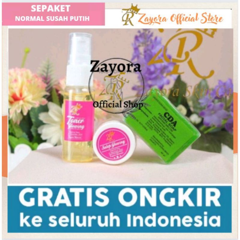 Paket Glowing ZAYORA 3in1 Memutihkan Dan Mengglowingkan Wajah 10 X Lebih Cepat