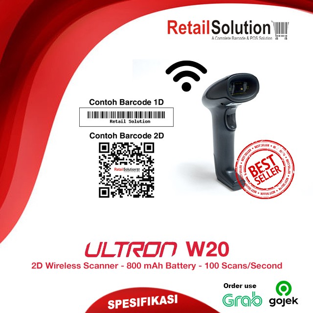 Barcode Scanner Wireless 2D QR CODE - Ultron W20 / W-20