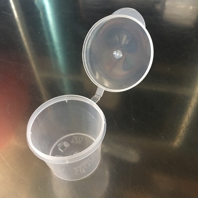 Mini cup wadah plastik tempat slime sambal sambel saos saus kecil 25ml tutup suapi beads food contai