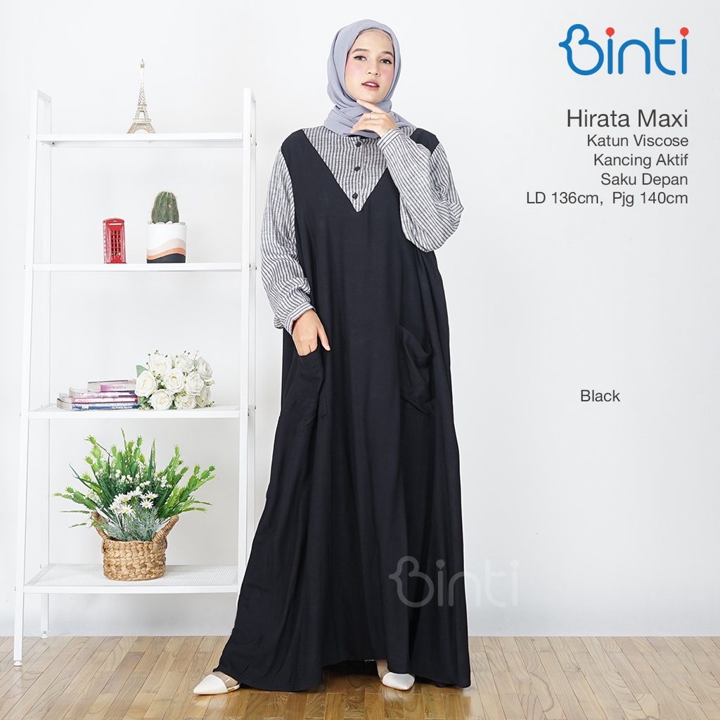 Gamis jumbo LD 135 motif kotak dress muslim terbaru big size katun viscose ORI Binti | Messy Hirata-7