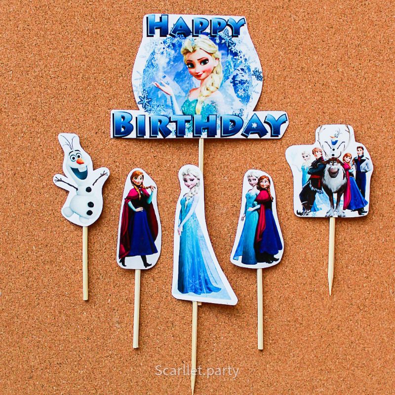 TOPPER CAKE FROZEN HIASAN KUE TART ELSA ANA TOPPER HAPPY BIRTHDAY HIASAN CUPCAKE