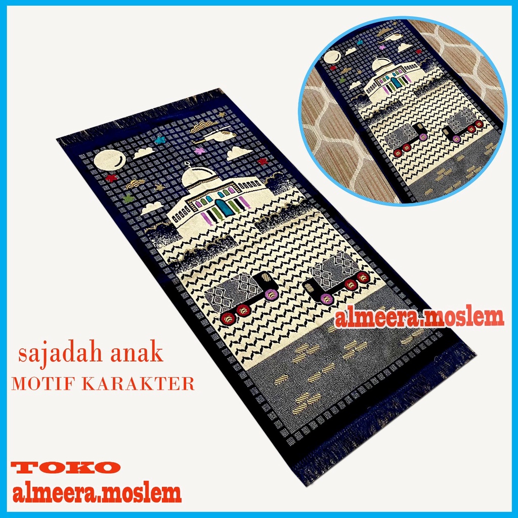 By Almeera Moslem- Terbaru Sajadah Anak Motif Karakter Tebal Ukuran 53 cm x100 cm Perlengkapan Sholat