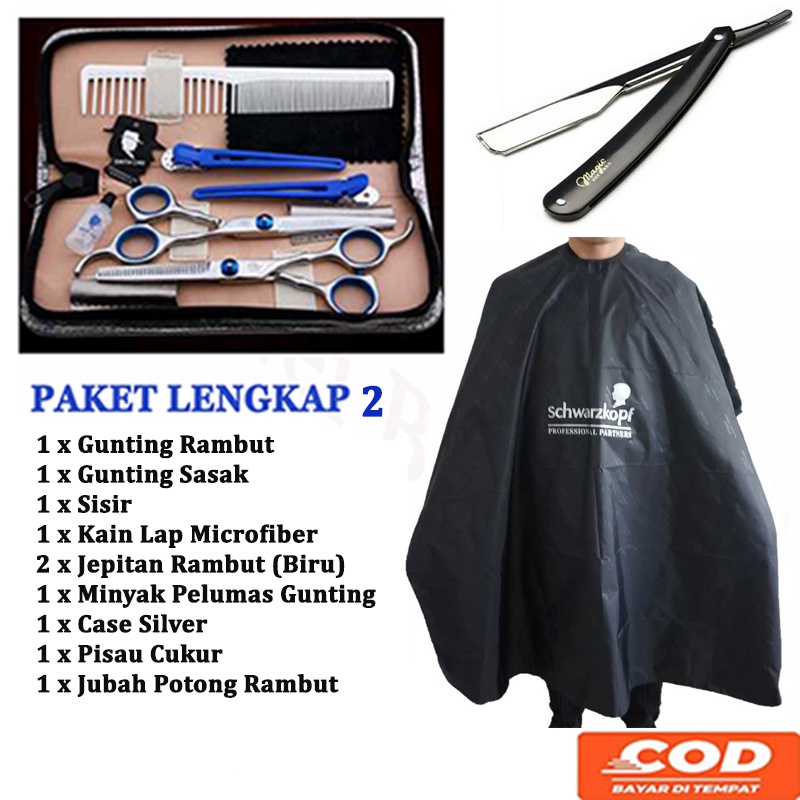  Paket Alat Cukur Rambut Gunting Rambut Gunting Sasak Set Potong Rambut Lengkap Salon Barbershop Profesional Kirei Beauty-1