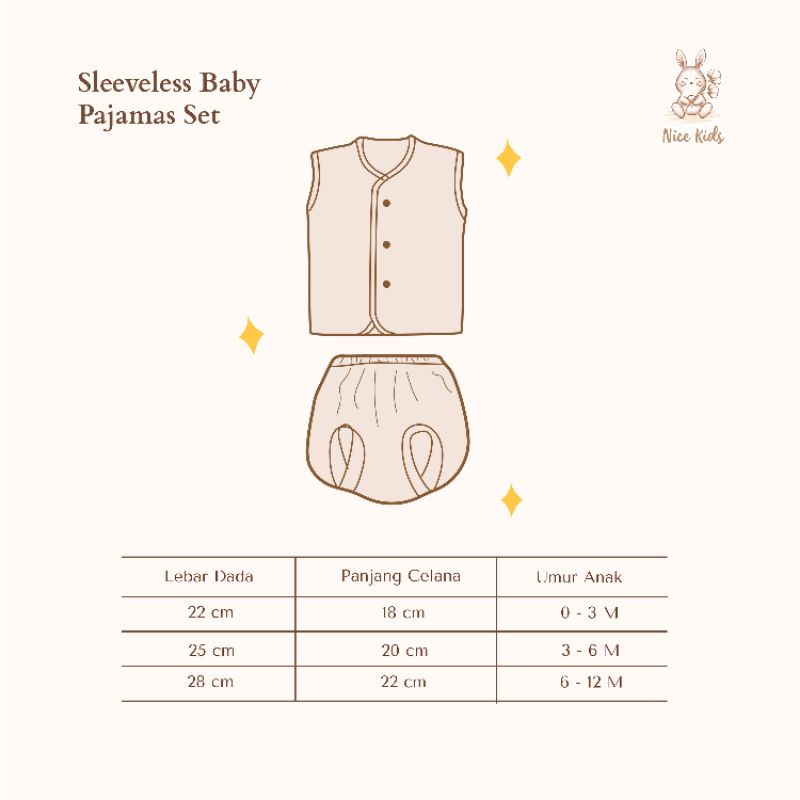 NICE KIDS - SLEEVELESS BABY SET - PIYAMA ANAK - SETELAN BAJU BAYI
