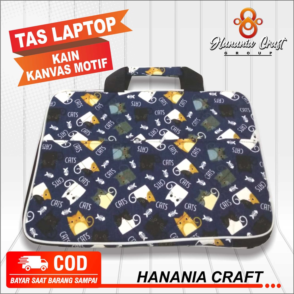 COD Tas laptop / tempat laptop GROSIR bahan kanvas motif(37x27cm) 14 in