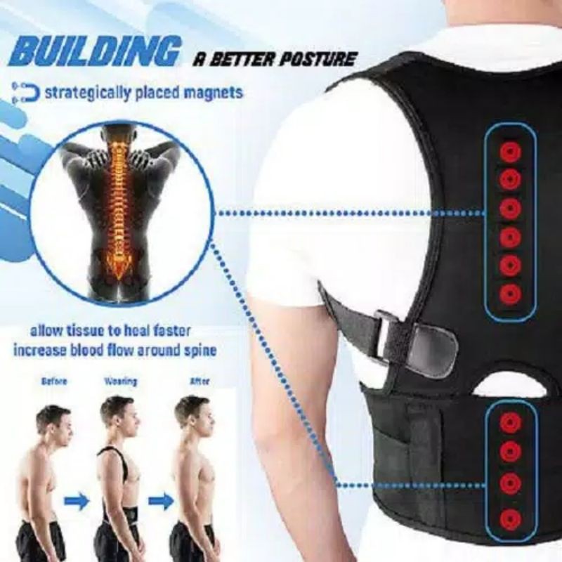 BACK SUPPORT KORSET PENYANGGA PUNGGUNG POWER MAGNETIC POSTUR CORRECTOR