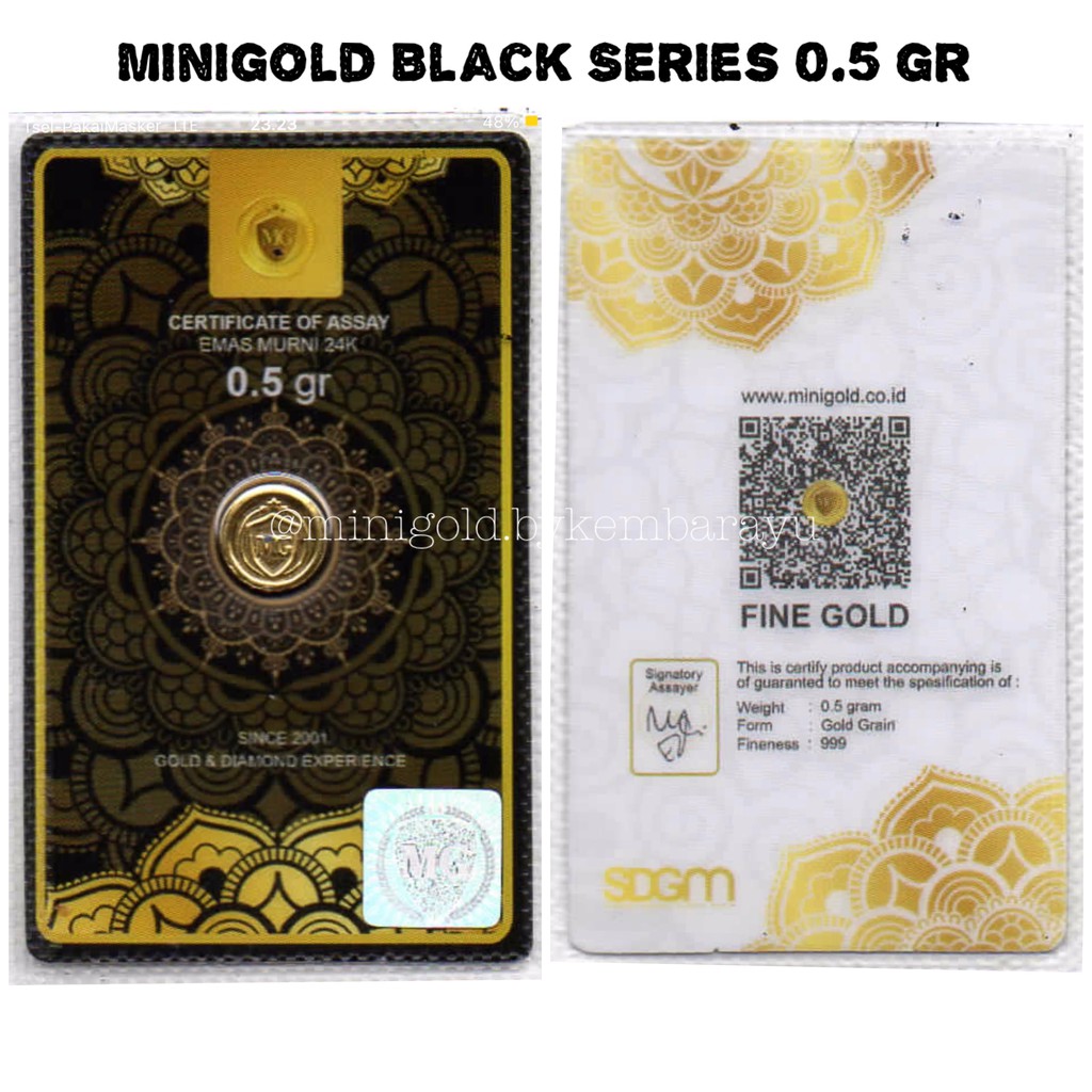 (FREE AMPLOP GIFT SERIES) Logam Mulia Minigold emas 24 karat 0.25 0.5 1 1.5 gram-Black 0.5