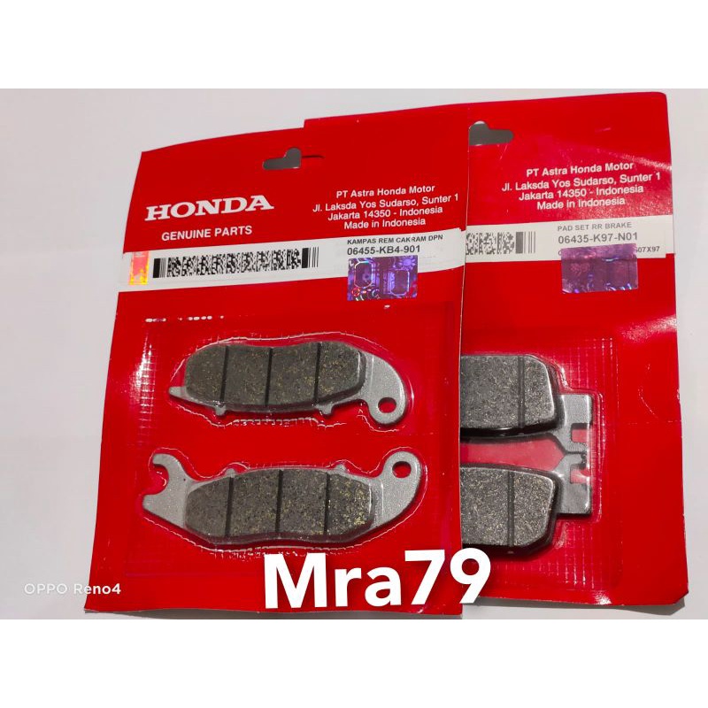 Kampas rem depan K84+Kampas rem belakang K97 Ori AHM 100% PCX 150 ABS ADV 150 ABS PCX 160 ABS ADV 16