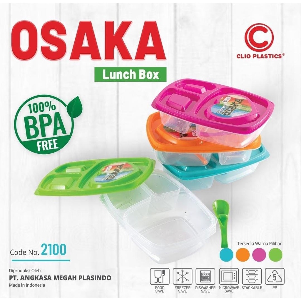 LUNCH BOX CLIO OSAKA /KOTAK MAKAN PLUS SENDOK 2100