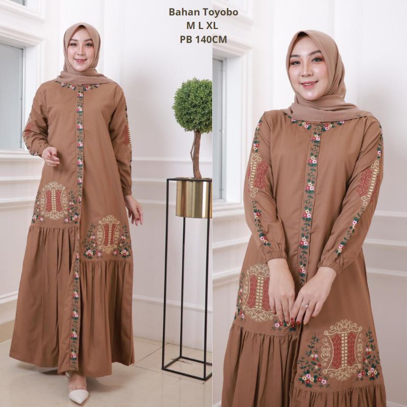 Gamis bordir katun toyobo / gamis polos / gamis katun polos / gamis wanita /dress bordir / gamis ter