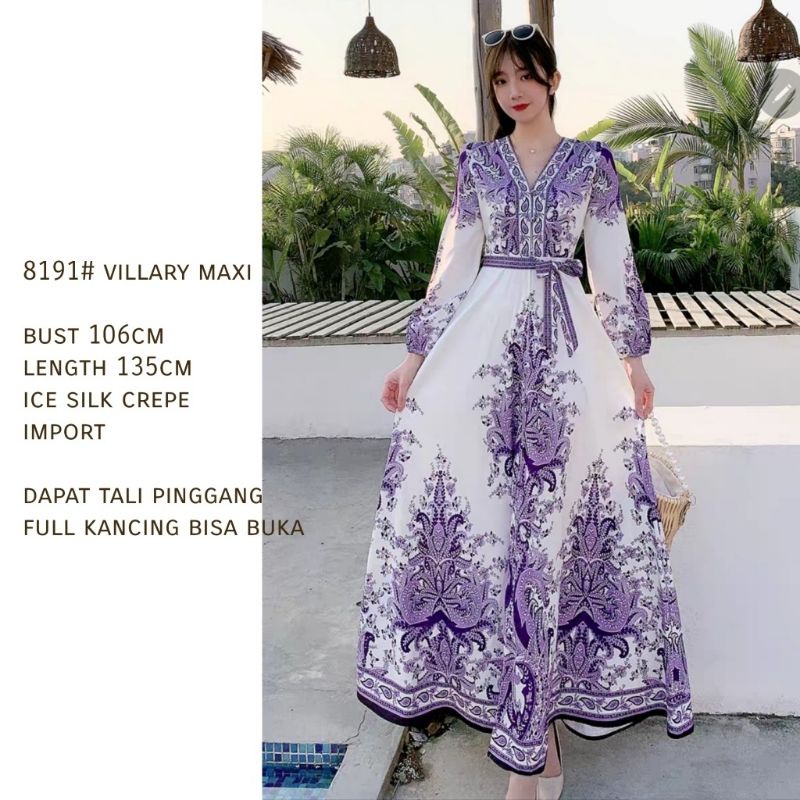 MDLV 8191 VILLARY MAXI KOREA LONG DRESS GAMIS MAXI GAUN MUSLIM IMPORT FASHION MUSLIM FASHION IMPORT