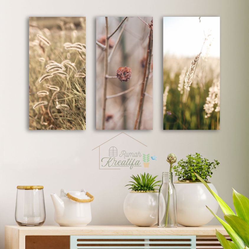 Hiasan Dinding Bunga Daun Kering | Wall Decor Flower Leaves | Pampas Aesthetic Rustic Dekorasi Kamar