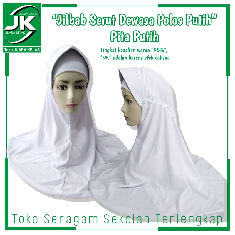 [JK] Jilbab Bergo Serut Seragam Sekolah Polos Putih - Kerudung Bergo Putih List Putih SD-SMP