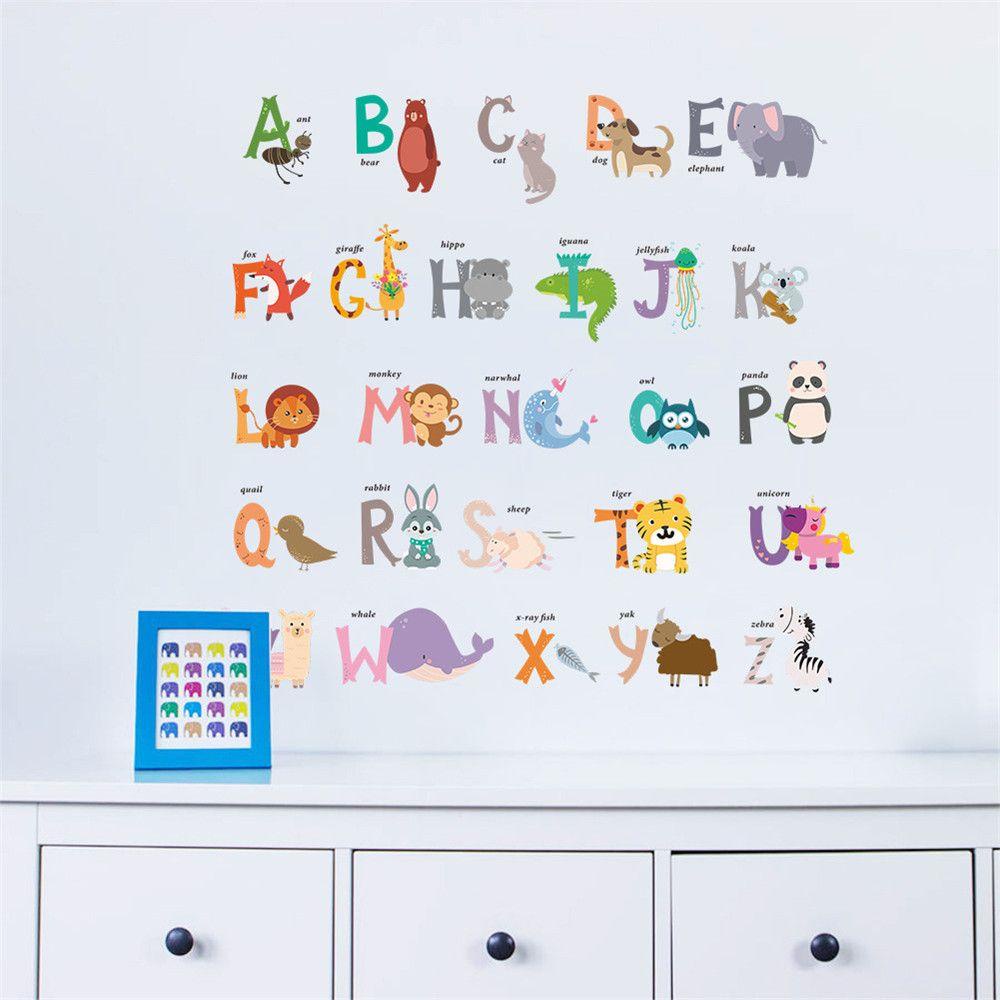 Solighter Alphabet Wall Stiker Kamar Tidur Anak Laki-Laki Dan Perempuan Removable Stiker Kelas