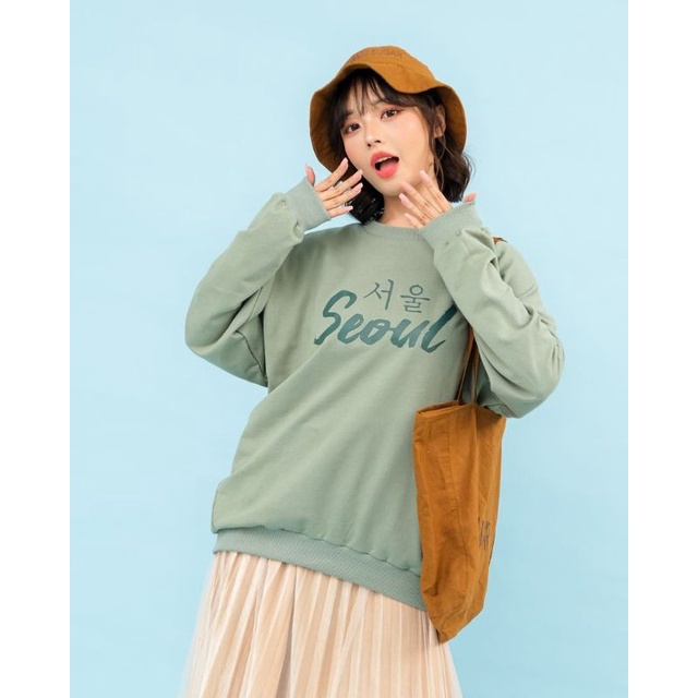 Jaket sweater Crewneck oversize pakaian pria wanita Outerwear Korean Style SEOUL Japan terbaru