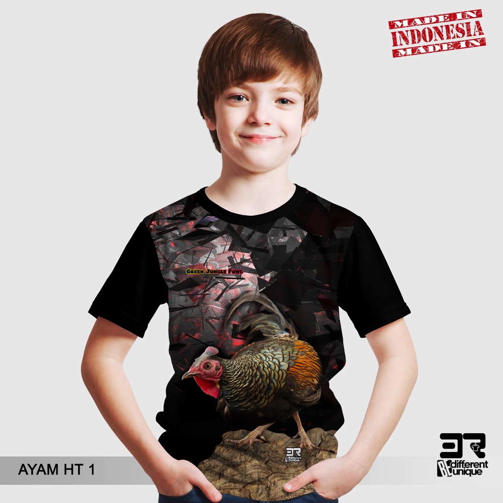 [ COD / BAYAR DI TEMPAT ] KAOS DISTRO PRINTING ANAK ANAK GAMBAR HEWAN AYAM HUTAN 1