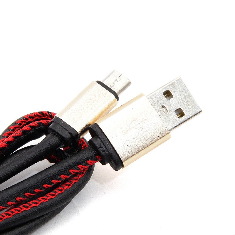 Kabel Data Micro USB Kulit 1 Meter For All Android / Cable Data USB / Konektor USB Kualitas Tinggi