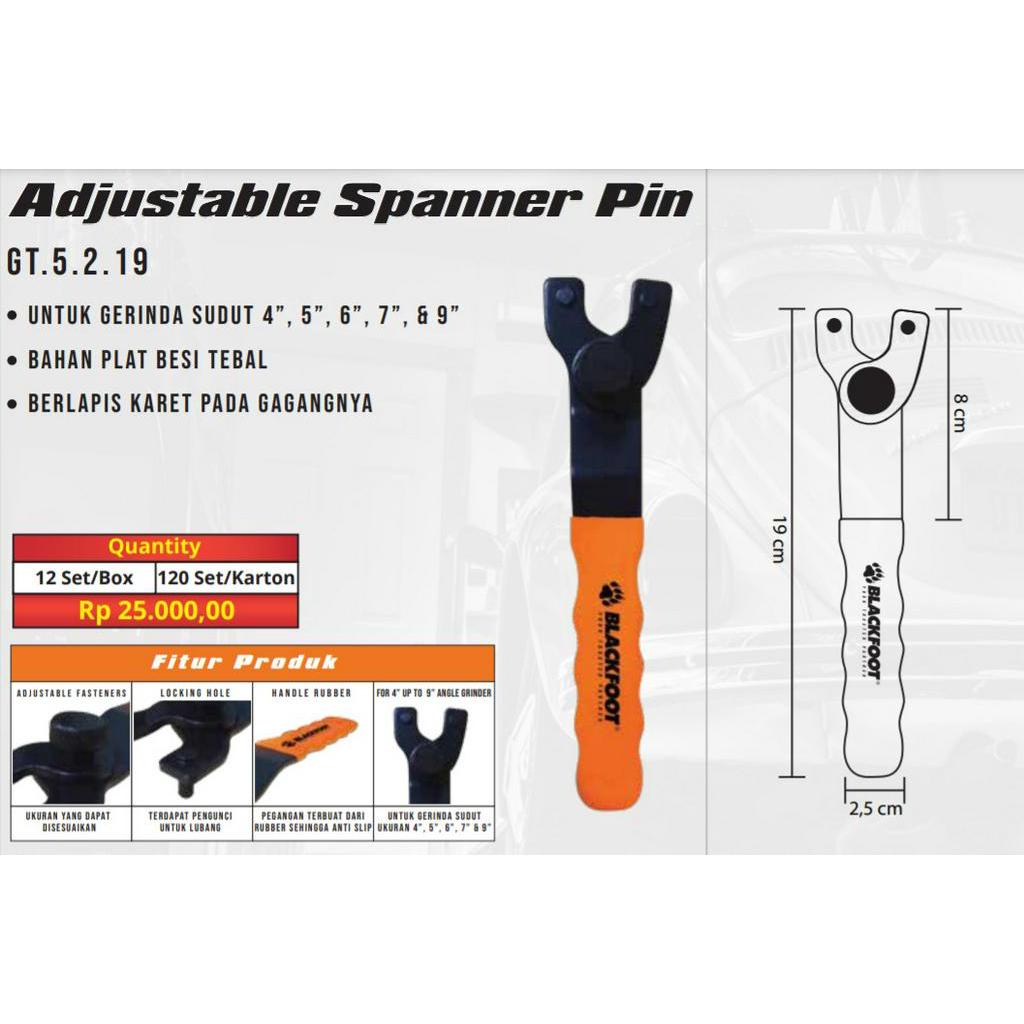 Blackfoot Adjustable Spanner Pin Kunci Mesin Gerinda