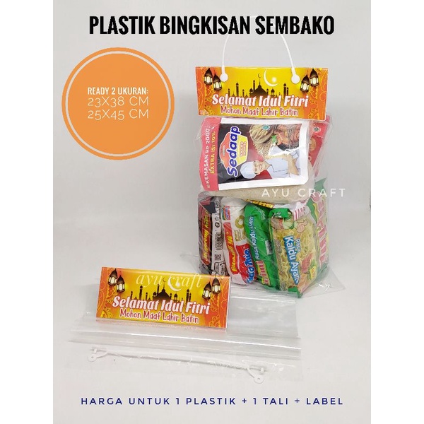 

PLASTIK KEMASAN PARCEL SEMBAKO/ZAKAT Ukuran 23x38 & 25x45, per pc
