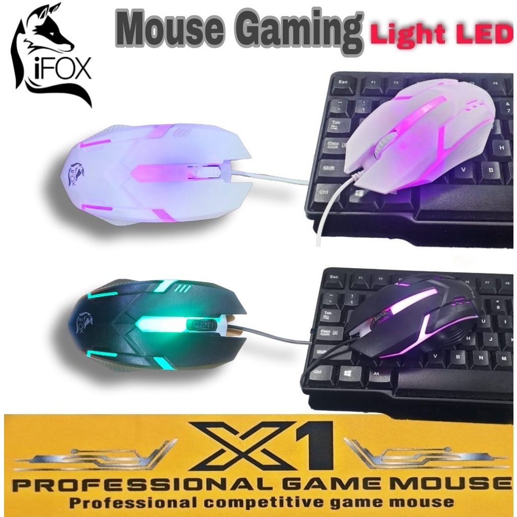 NOUS X1 Mouse Gaming Kabel Original LED With cable Mouse Game RGB X17 Light LED