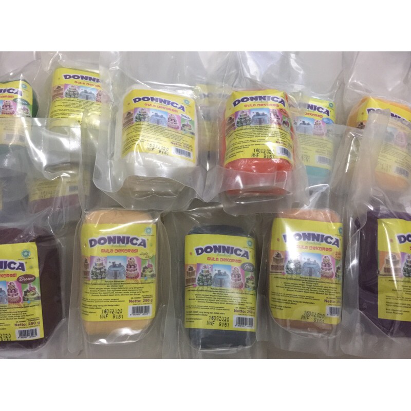 Donnica Fondant Gula Dekor Putih Warna 250gr